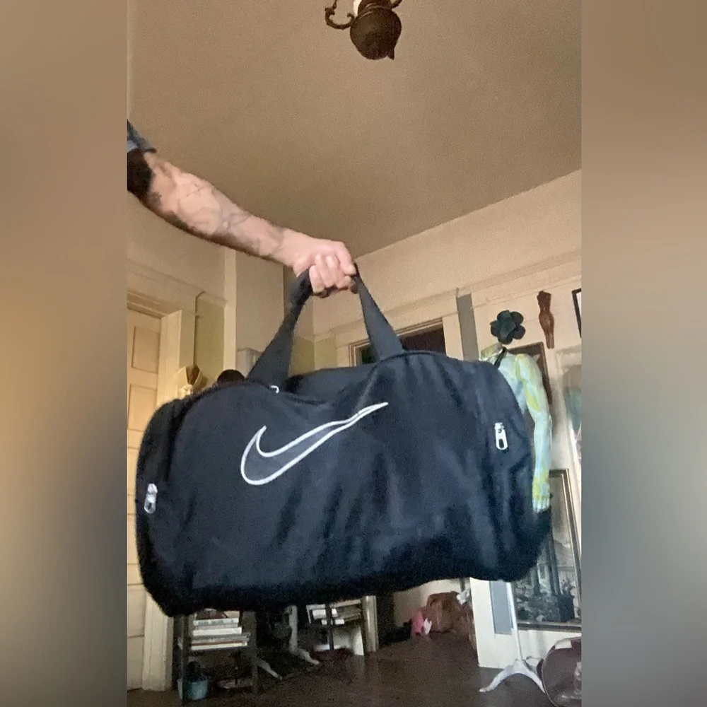 Nike Black and White Duffel Bag